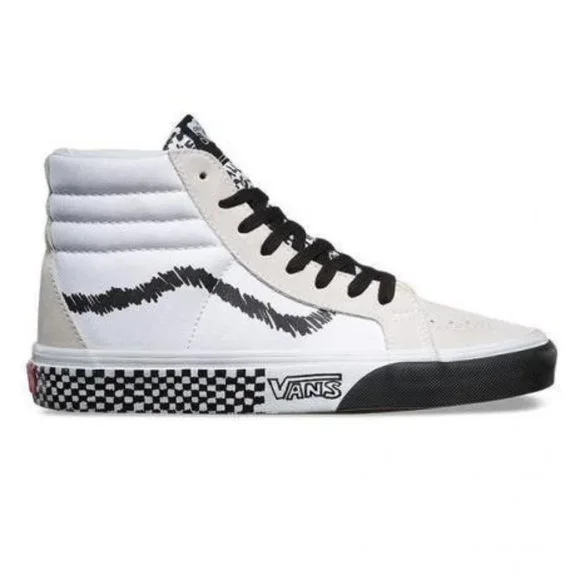 VANS SK8-HI REISSUE DIY Skate Shoes White Black sz 4.5 Mens - Picture 3 of 14
